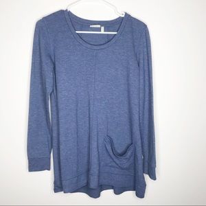 LOGO by Lori Goldstein blue heather tunic top SM
